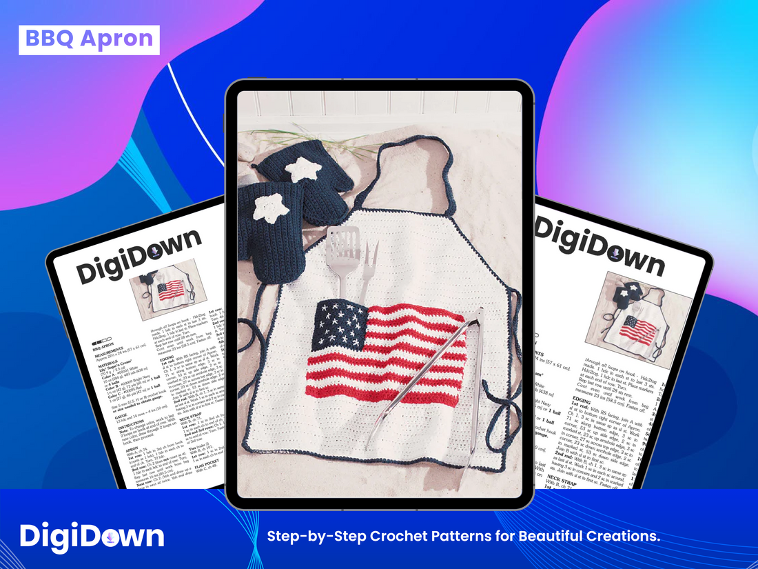 BBQ Apron Crochet Pattern: Easy Grill Master Accessory, Patriotic Theme, Full Coverage Design