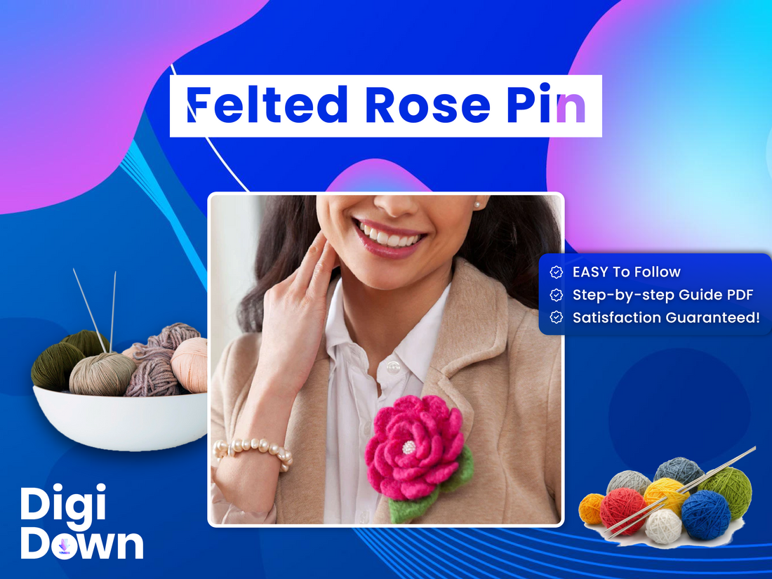 Felted Rose Pin Crochet Pattern: Durable Floral Accessory, Intermediate Crafting, & Artistic Embellishment