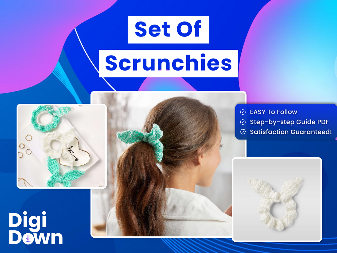 Set of Customizable Scrunchies Crochet Pattern: Quick Craft, Colorful Variety, & Ideal for Gifts