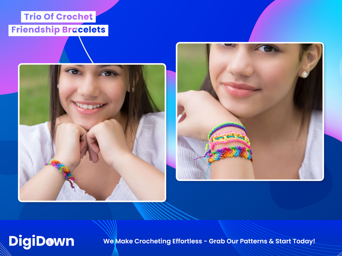 Trio of Friendship Bracelets Crochet Pattern: Beginner-Friendly, Vibrant Bands, Memorable Gifts